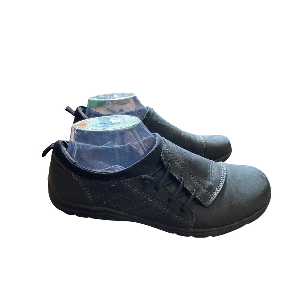 Earth Origins Teresa Shoes Women 8W Black Excellent Leather Bungee Slip On